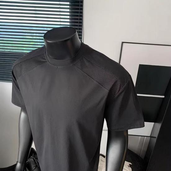 Herre Atletisk T-shirt Åndbar Hurtigtørrende Tee med Skuldernet Indsats Løstsiddende Rund Hals T-shirt til Sommer Træningscenter Fitness Træning