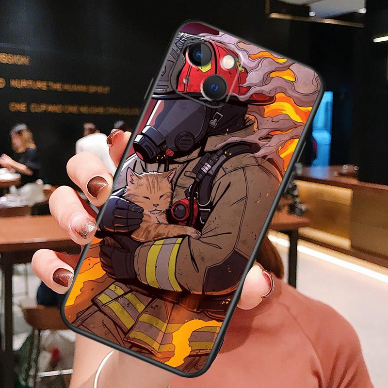Firefighter Heroes Fireman Phone Case For iPhone 16 Pro Max 15 13 12 11 14 Pro Max Plus 12 13 Mini XR 16e Funda Cover