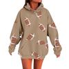 Ladies' Loose Comfortable Casual Fashionable Rugby Print Hooded Sweatshirt
