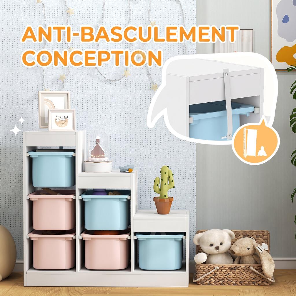 Toy Storage Unit, 3-Tier, Ages 3-8, Light Blue Pink