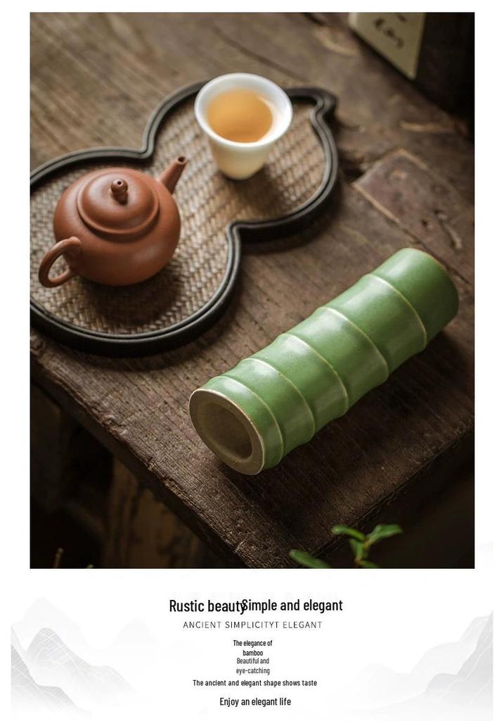 Zen Bamboo Joint Wall Hanging Vase: Ceramic Flower Holder for a Simple, Creative Arrangement.