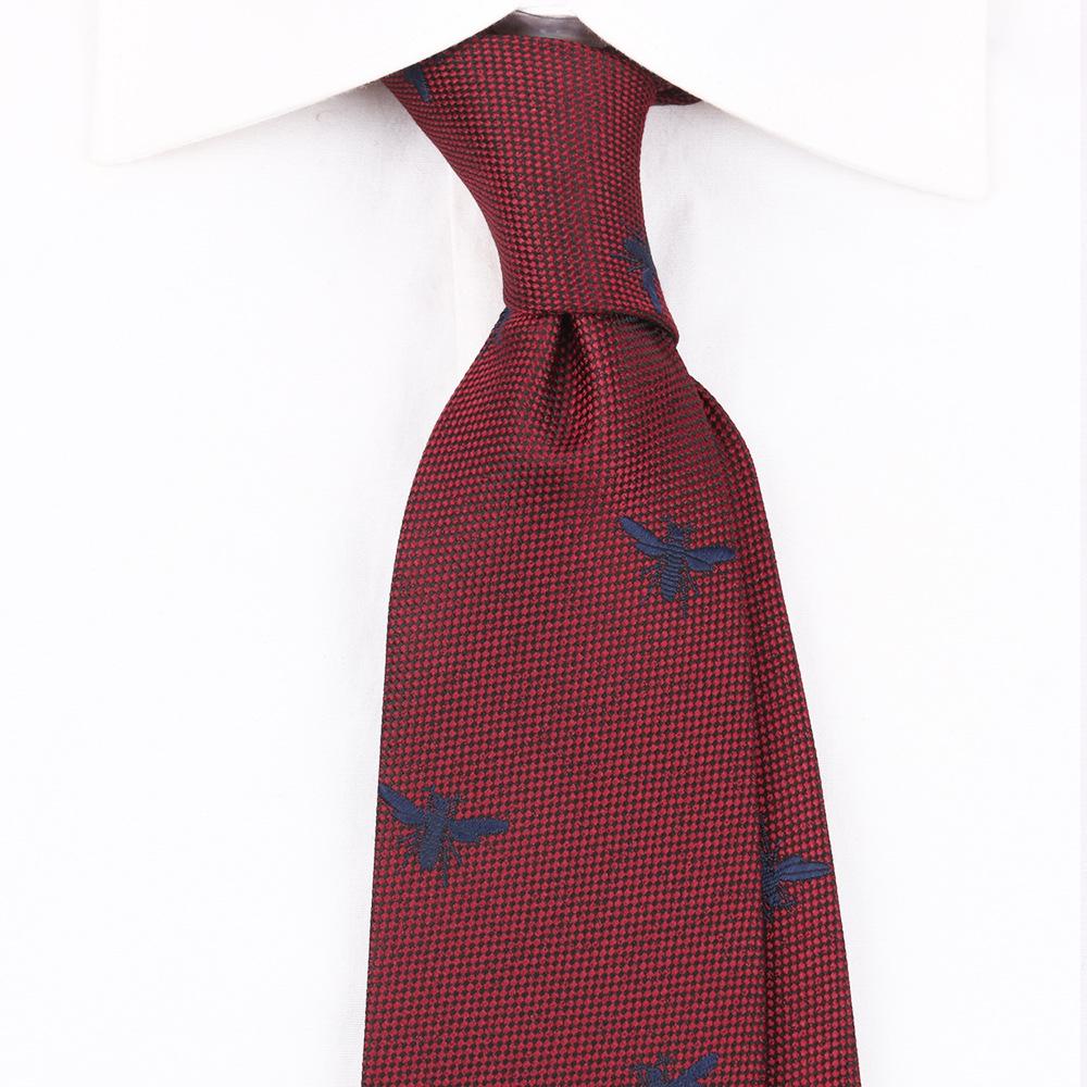 Cravată Bărbați Retro Roșu Închis Britanic 8Cm Înaltă Sens Rochie Profesională Business Cu Dungi Nuntă Mire Tendință Nuntă