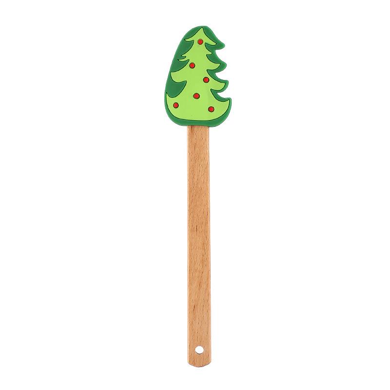 Christmas Series Cake Cream Spatula Wooden Handle Silicone Pastry Scraper Non-Stick Butter Batter Mixer Kitchen Baking Tools