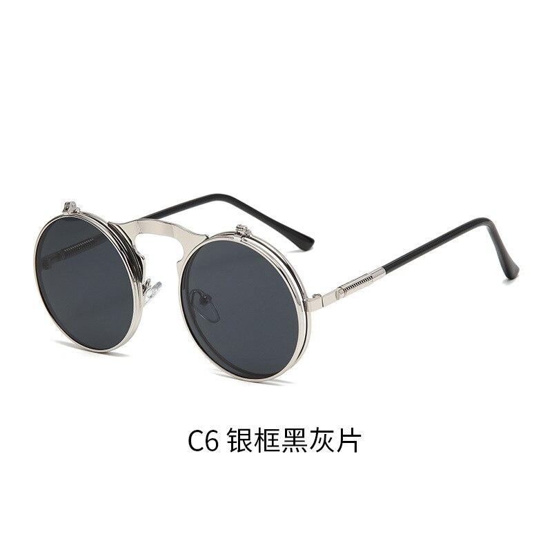 Old Metal Steampunk Flip Sunglasses Flip Men And Women Fashion Round Frames