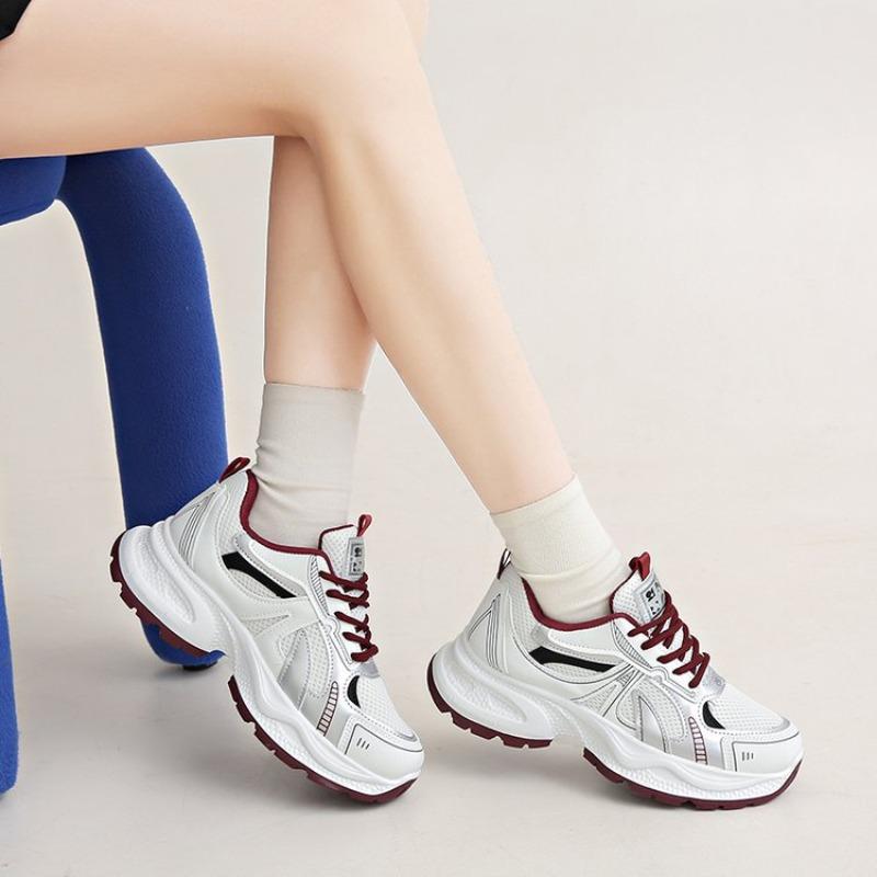 Campus style platform running shoes women's spring new color matching mesh dad shoes student sports shoes
