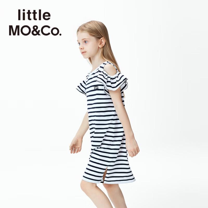 little MO&Co. Girls  Striped Ruffle Cotton Dress 160