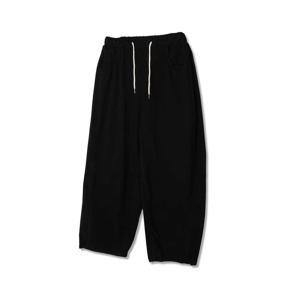 ANDAGAIN Washed Cotton Wide Twill Pants (Black