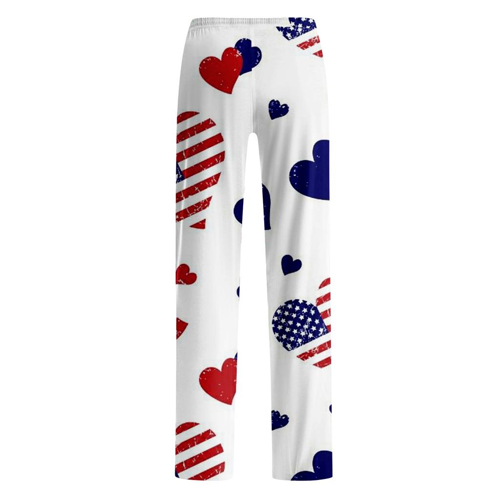 Damenmode Lockerer Unabhängigkeitstag Casual Stitching Bedruckte Freizeithose