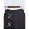 Irregular Design Spring & Fall Sexy High Waist Elastic Waist Midi Skirt Slim Looking Women's Lace-up Knitting Sheath Skirt