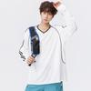 Mens Long Sleeve V-Neck T-Shirt Outdoor Color Block Sports Casual Pullover 2026