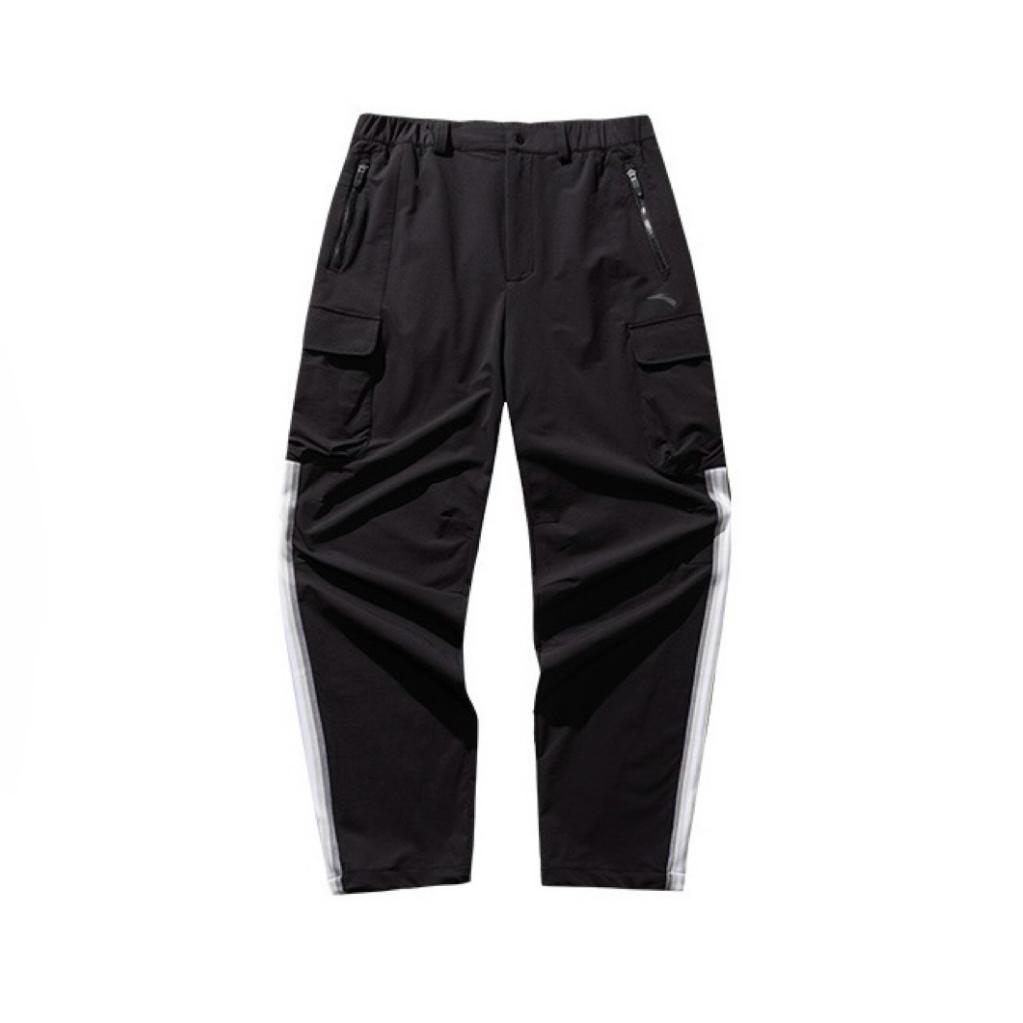 

Anta Color Block Mid Rise Comfortable Breathable Versatile Straight Leg Knitted Sports Pants Men bottoms Black 152448509-3 M