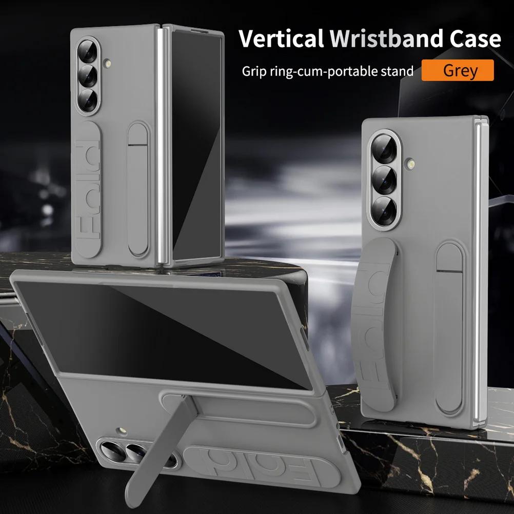 Lyxigt handledsband Bärbar stativhållare Multifunktionellt phone case för Samsung Z Fold 7 6 5 4 3 Stötsäkert Skyddande baksidesskydd