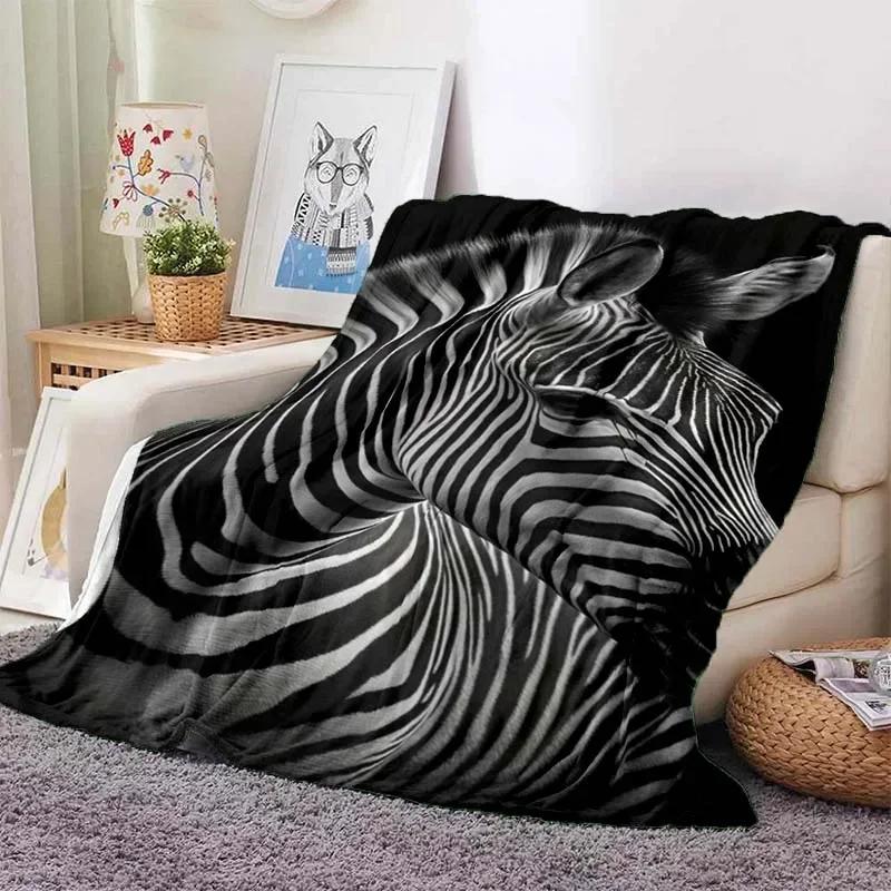 3D Cartoon Horse Print Flannel Throw Blanket – Soft Warm Picnic Blanket, Retro Home & Travel Birthday Gift, Cozy Comfort