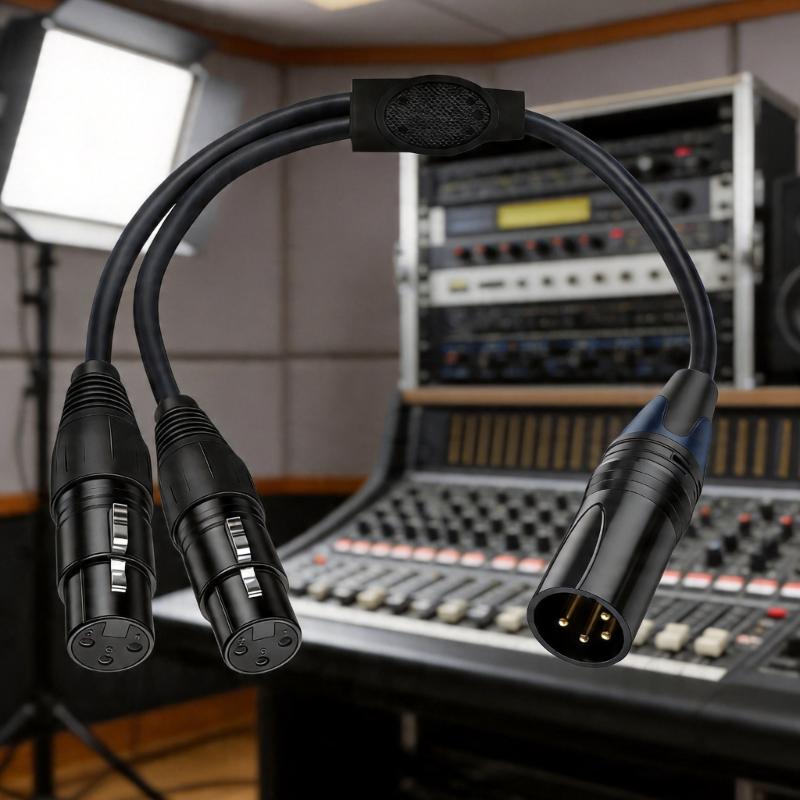 XLR Cable Professional XLR 4Pin To Double 3Pin XLR Splitter Cable For Studio Recording & Live Performances 50Cm