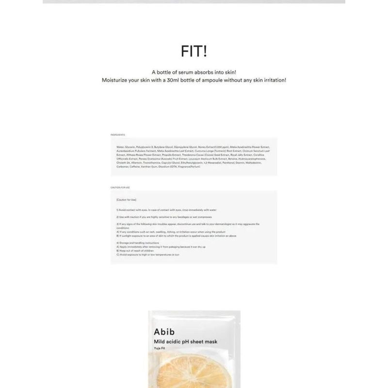 ABIB Mild Acidic pH Sheet Mask - 6 Types