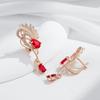 Shiny Red Natural Zircon Long Drop Earrings Women Fashion  Rose Gold Color High Quality Daily Fine Vintage Jewelry