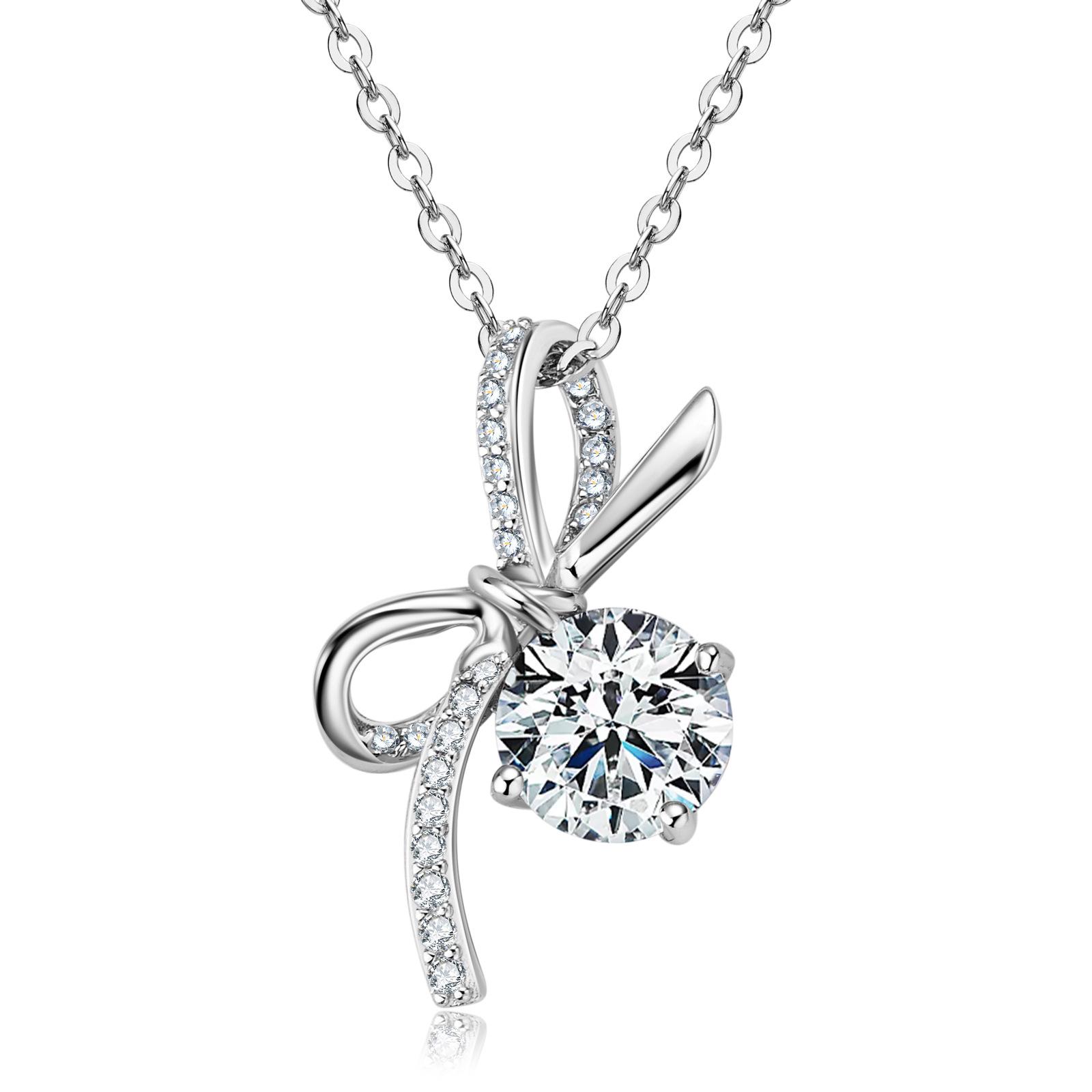 

Xiaohongshu Influencer Bestseller: Light Luxury Zircon Clavicle Bow Necklace, S925 Sterling Silver