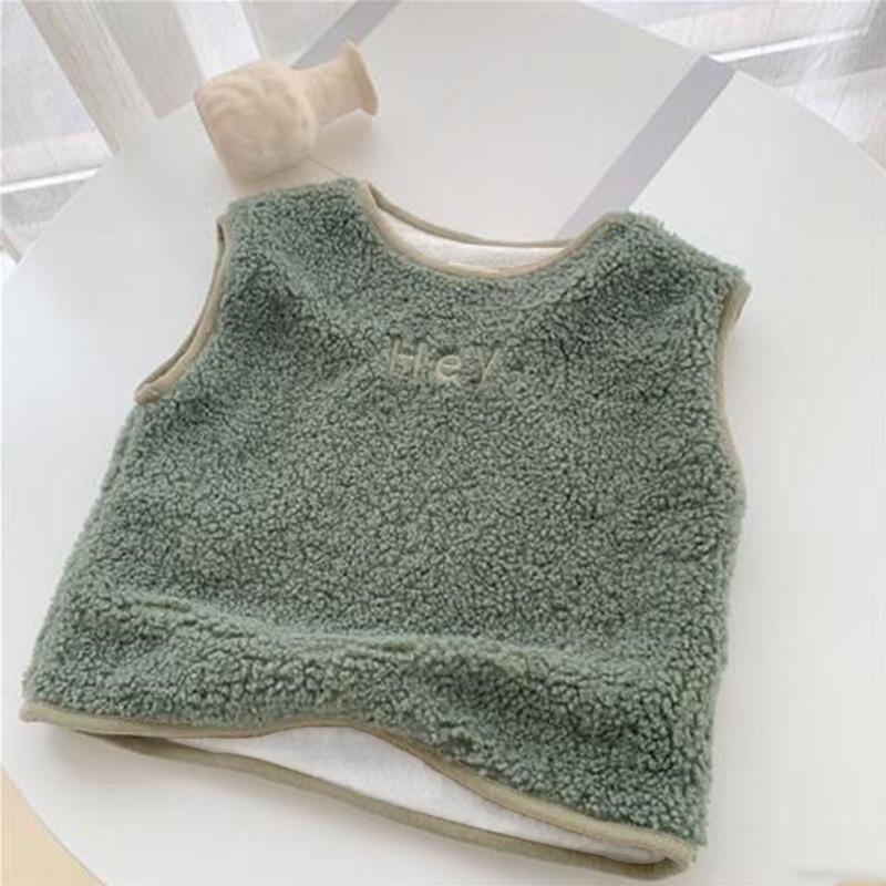 Autumn Winter Outer Wear Boys Girls Children's Velvet Vest Baby Fashionable Waistcoat Kid's Simple