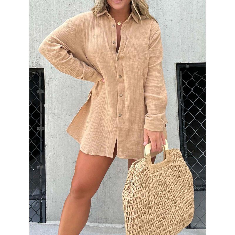 

Long Sleeve Shirt and Loose Shorts Set Long Sleeves Shirt Loose Shorts Suit Khaki XL