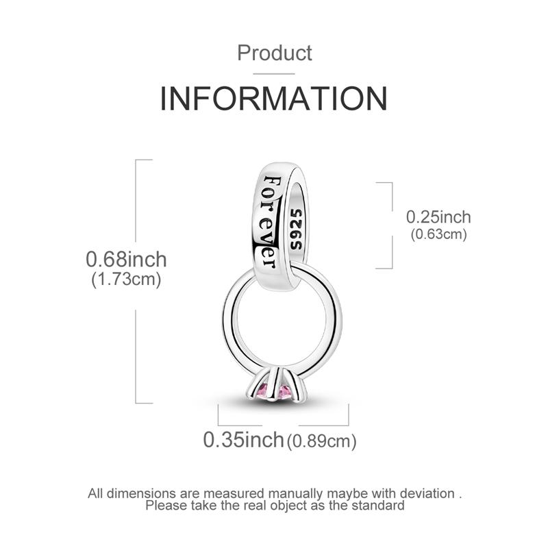 Charm Bead Charms Authentic Copper Marriage Ring Pink Zircon Bead Charms Compatible With Bracelets Women Jewellery Diy Fine Gift Accessory