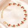 18k Gold Cherry Crystal Bracelet - Exquisite Light Luxury Stainless Steel Women's Jewelry