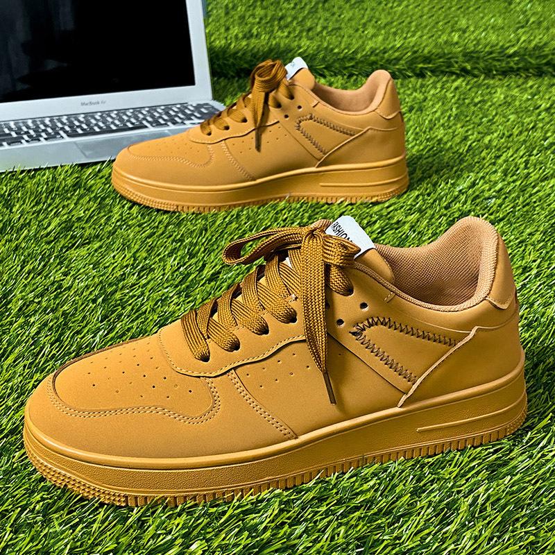 

Мужская обувь точечная обувь 2025 осень и зима новая повседневная универсальная спортивная обувь низкий верх толстая подошва ретро маленькие белые туфли 44 жёлтый