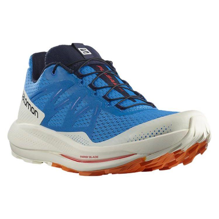 SALOMON Pulsar Trail Comfortable Versatile Fabric Shock Absorption Non-Slip Balance Low-Top Running Shoes Men Sneaker Blue White 417498
