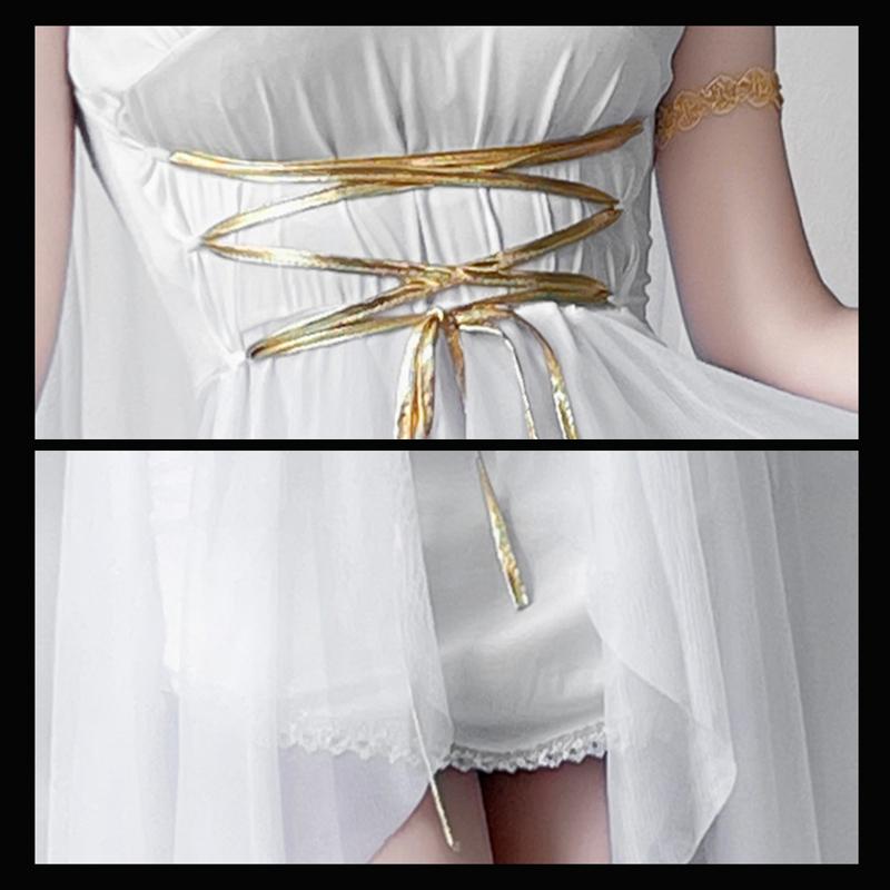 Greek Goddess Medieval Skirt Halloween Costume Elf Dress Cleopatra Athena Performance Costume
