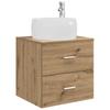 Bathroom Furniture Set 4 Pcs Artisan Oak Engineered Wood and Glass