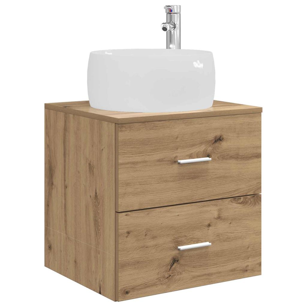 Bathroom Furniture Set 4 Pcs Artisan Oak Engineered Wood and Glass