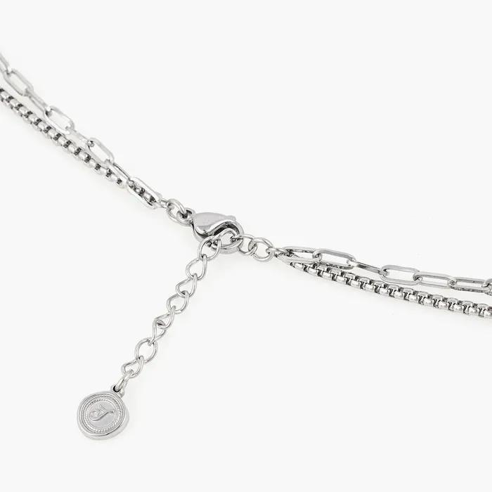 06 Cube Double Layered Chain Necklace (C2403-AN826_SV)