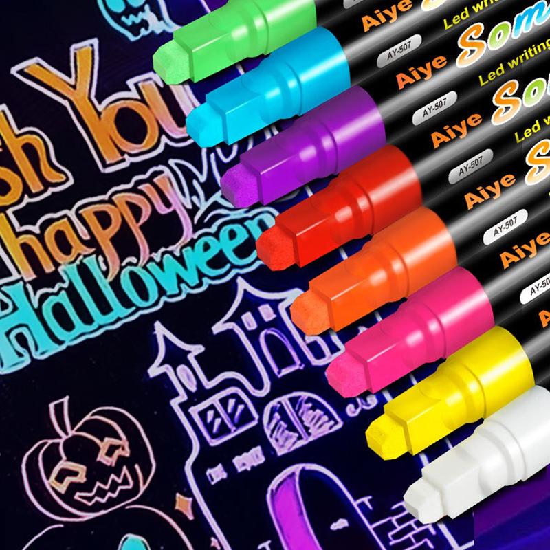 Liquid Erasable Chalk Markers Pens 6/8 Colors Washable & Wet Erase Neon Art Makers for Blackboard Chalkboard Signs Glass Window