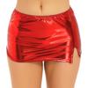 Women Fashion Metallic Faux Leather Mini Skirts Night Club Pole Dancing Low Waist Short Skirts
