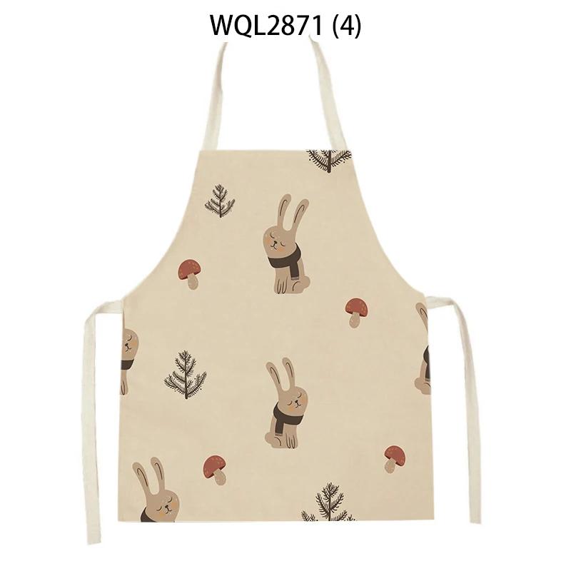 Sea Animal Shell Crab Fish Printed Kitchen Aprons Home Cooking Baking Accessories Deer Hedgehog Crocodile Pattern Delantal