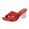 Transparent Strange High Heels Sandals Women Summer 2024 Plus Size 43 Weave Female Slippers Fashion Yellow Open Toe Slides