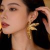 Medieval Leaves New Product Retro Three-dimensional Large Flowers Light Luxury Flower Leaves Women's Earrings