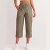 Women's Fashionable Drawstring With Flip Pocket Solid Color Captcha Pants Work Pants