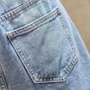High Shorts Waist Summer Denim Women Casual Loose Ladies Fashion Roll Up Hem Pocket Blue Short Jeans Female