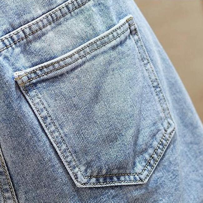 High Shorts Waist Summer Denim Women Casual Loose Ladies Fashion Roll Up Hem Pocket Blue Short Jeans Female
