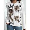 Autumn/winter Women's 3D Printed Crew Neck Long-sleeve T-shirt