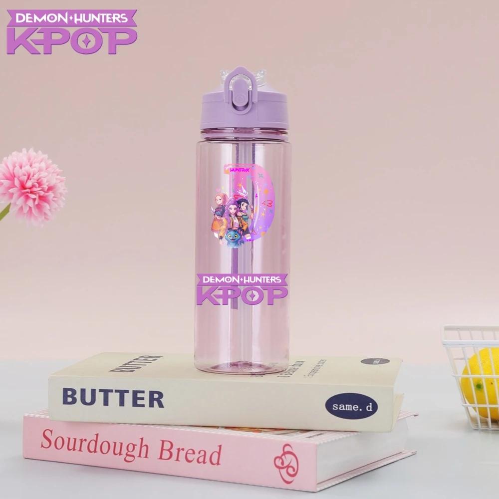 Demon Hunter Plastic Water Cup Rumi Mira Zoey Drinking Bottle Hunters Gourde Cups Warriors Gourd KPOP HUNTRX 900ml k pop Kid Friendly Entertaining Fun