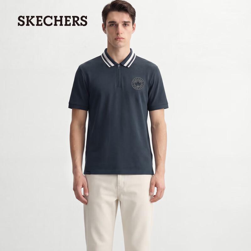 Skechers Men s Retro Color Block Stripe Knit Polo Shirt L 100