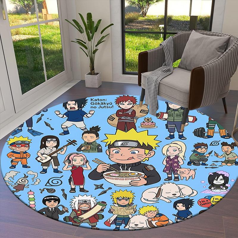 Naruto Characters Round Area Rug Carpet Rug For Living Room Bedroom Sofa Playroom Decor Nonslip Floor Mat