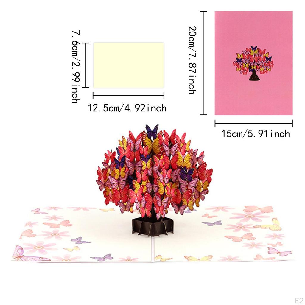 Butterfly Tree 3D Greeting Card Four Color Printing Colorful 15x20cm Handcrafted for Anniversary