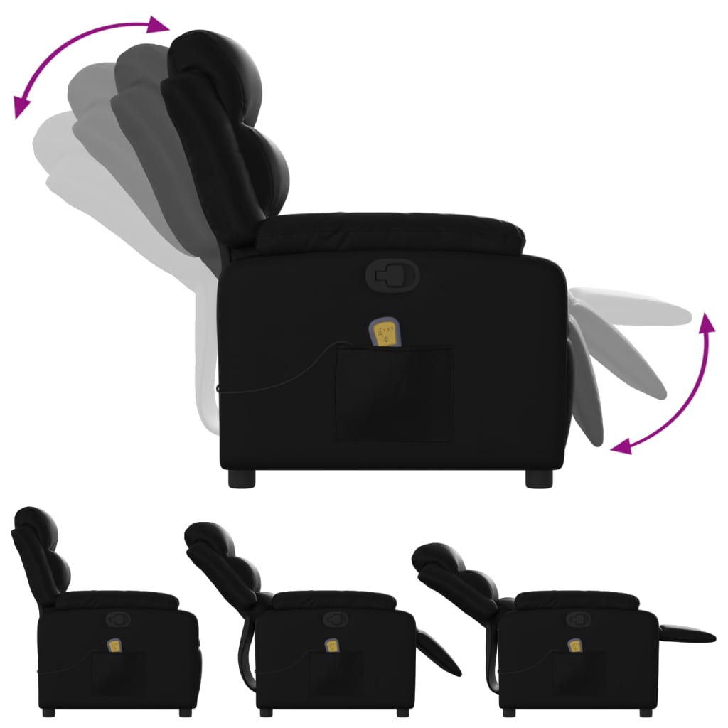 Massage Recliner Chair Faux Leather Black