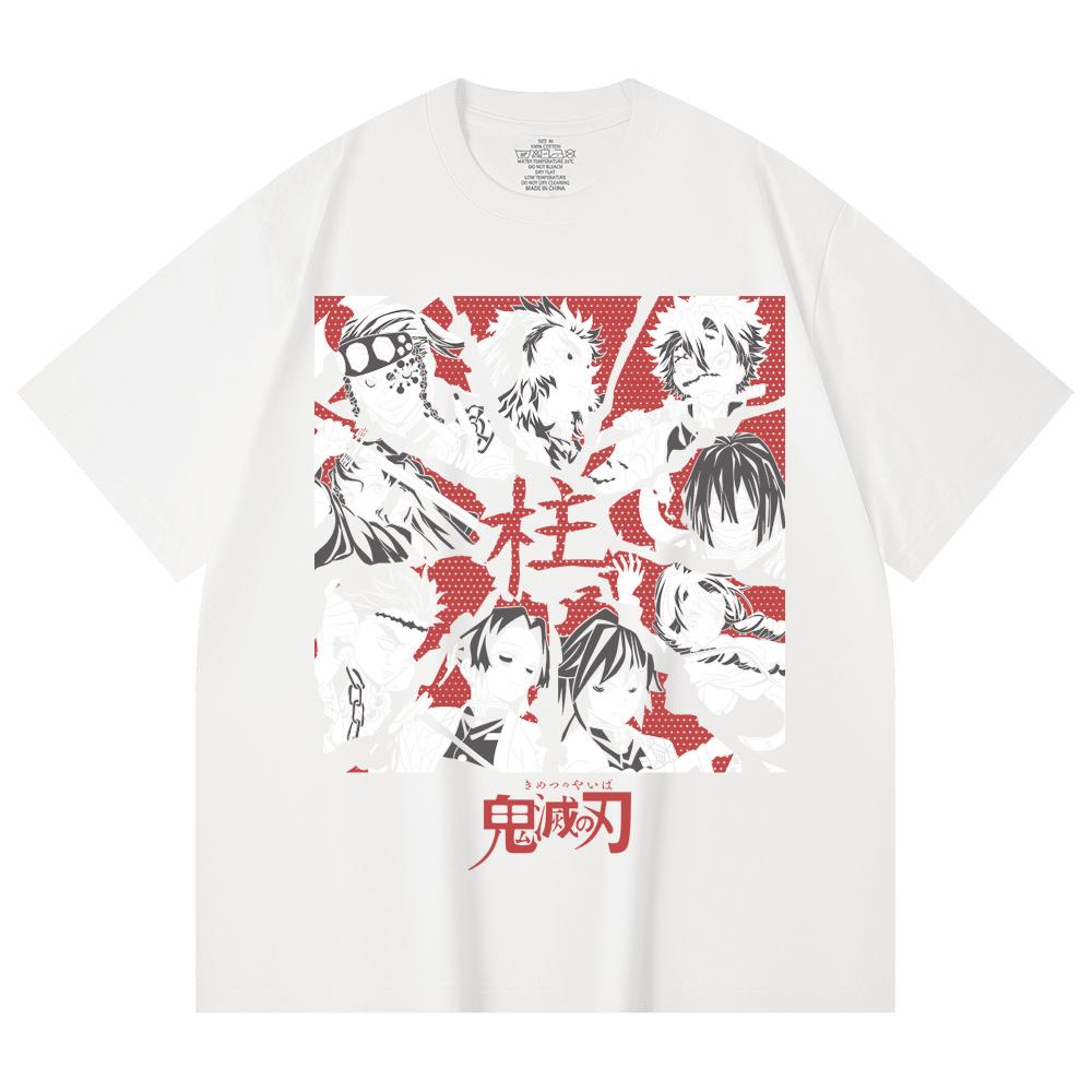 230 Gsm 100% Cotton Demon Slayer V81 Hashiras Print Unisex Heavy Cotton T Shirt