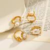 Yingtai High-End Stainless Steel Ring with Imitation Pearl & 18k Gold Plating - European & American INS Style for Women