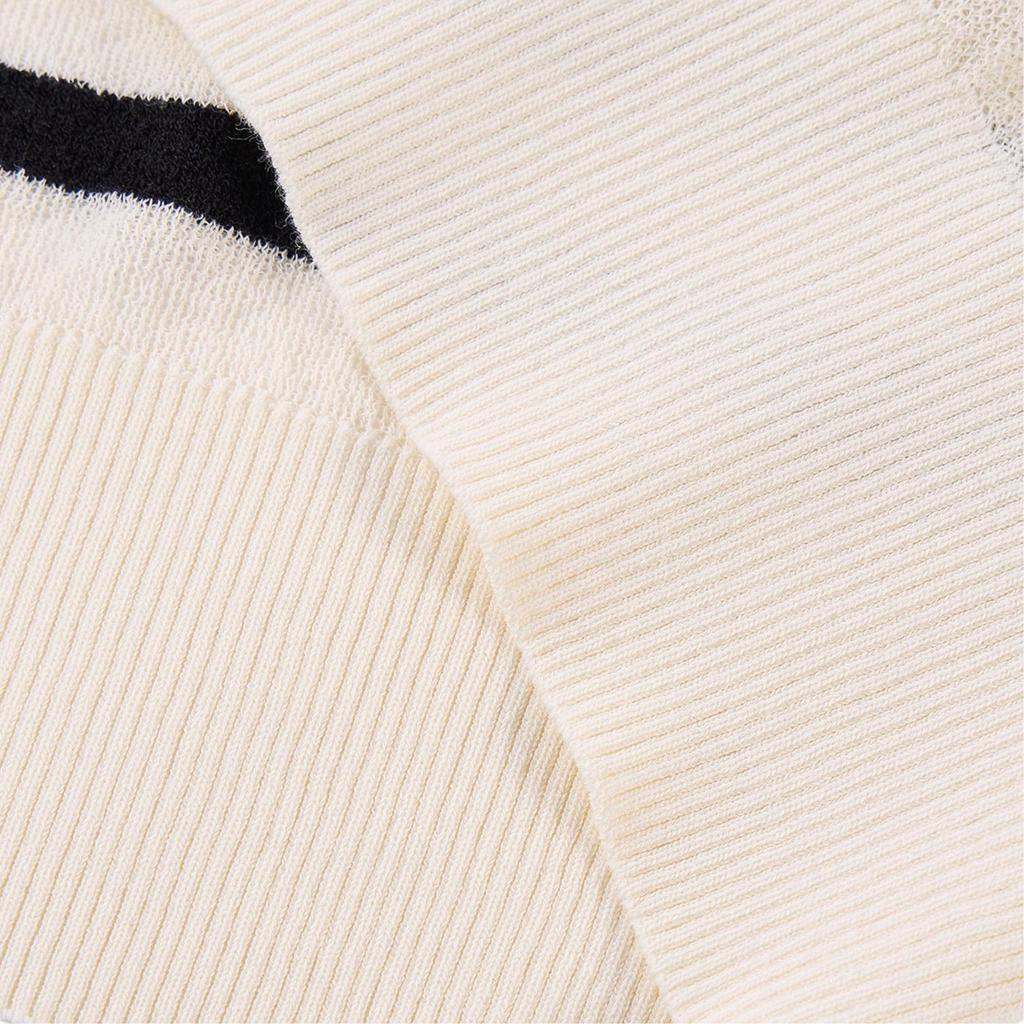 Karl Lagerfeld French Elegant Daily Commuting Dating Outfit Light Luxury Cotton Striped Logo Pullover Round Neck Short Sleeve Knit Top M22L2336998