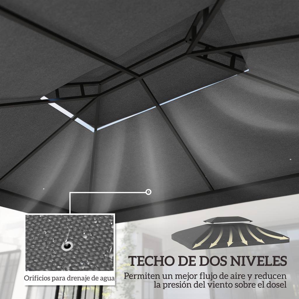 Replacement Canopy 4x3 m with Double Roof Drainage Holes and UV Protection Canopy Only NOT Including Frame Dark Grey