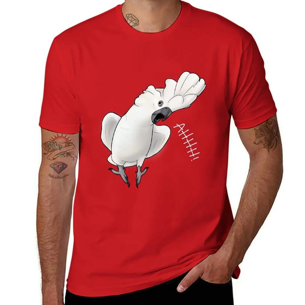 Screaming Cockatoo T-Shirt Graphics Oversizeds Shirts Graphic Tees Boys Whites Mens T Shirts Casual Stylish